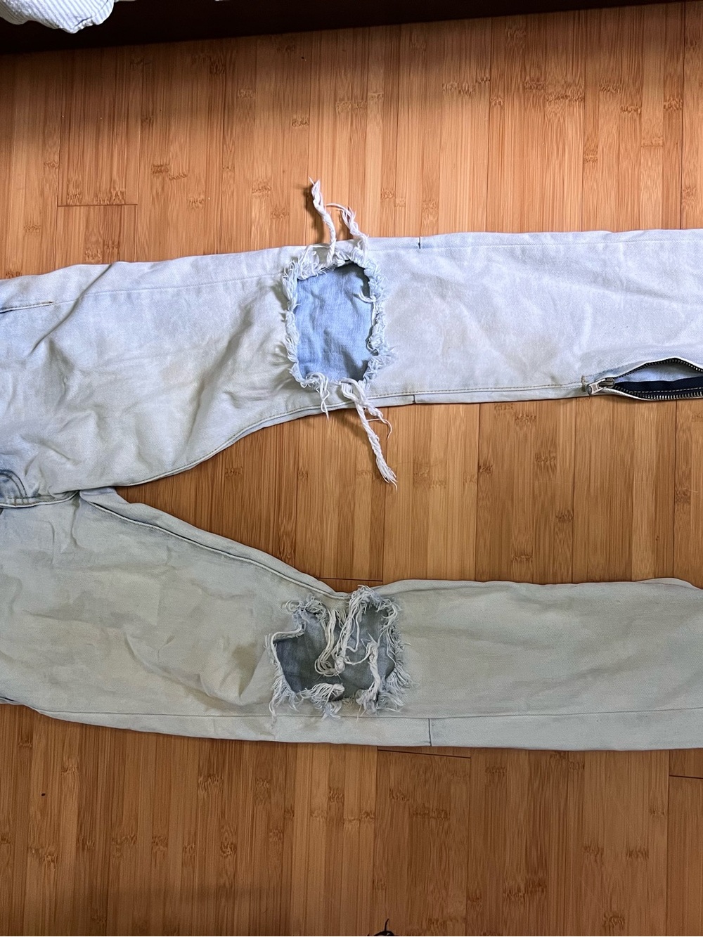 MNML Light Blue Slim Straight Distressed Jeans